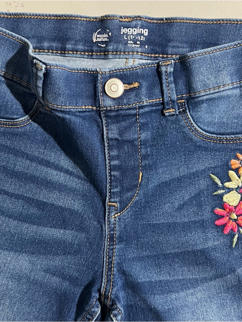 2 pair - Wonder Nation Dark Blue Floral Embroidered and Foils